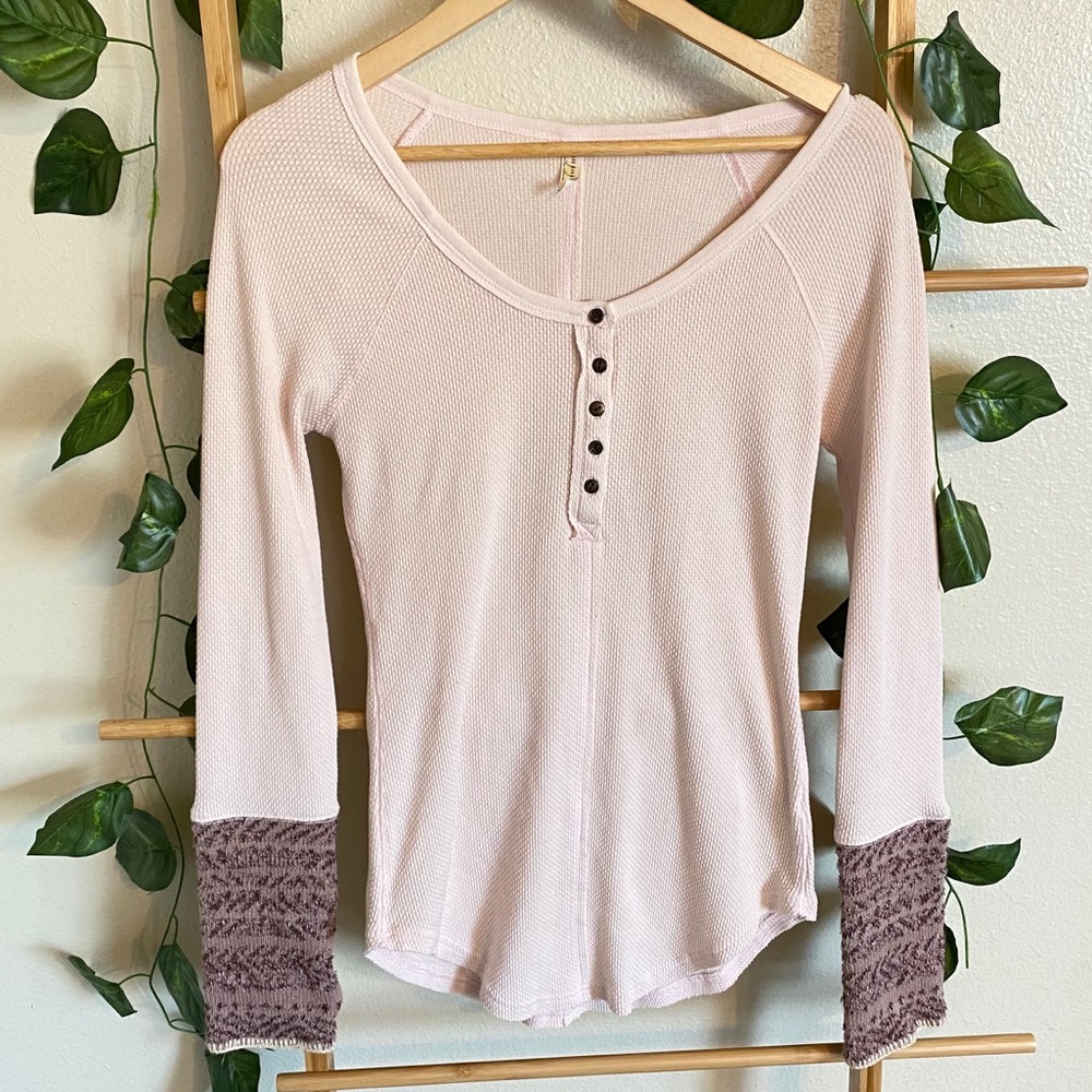 FREE PEOPLE Alpine sweater cuff long sleeve henley